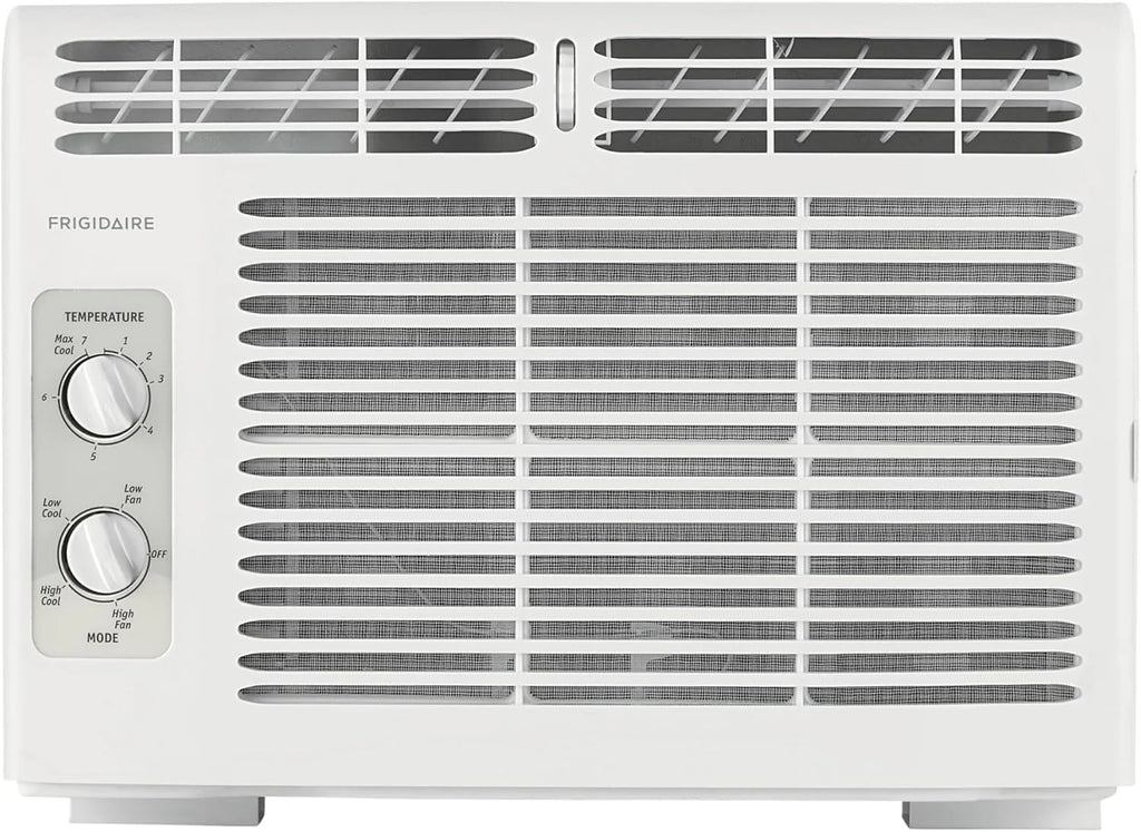Frigidaire 5,000 BTU Window Air Conditioner with Remote Control, Cools Up to 150 Sq. Ft., Quiet Operation, Eco Mode, 3 Fan Speeds, Auto Restart, White