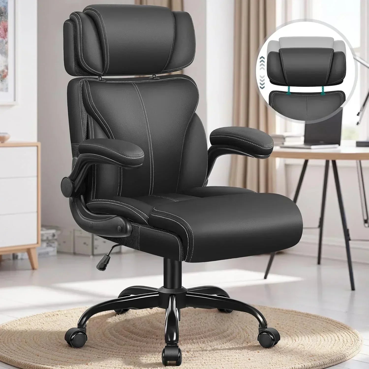 Office Chair Large High-Foot Computer Desk Chair Chair Lumbar Support Rotating Computer Chair
