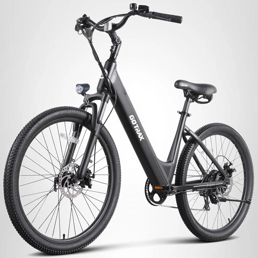 Gotrax Dolphin 26 Electric Bike Max Range 30 Miles vs 20Mph Power by Peak 500W