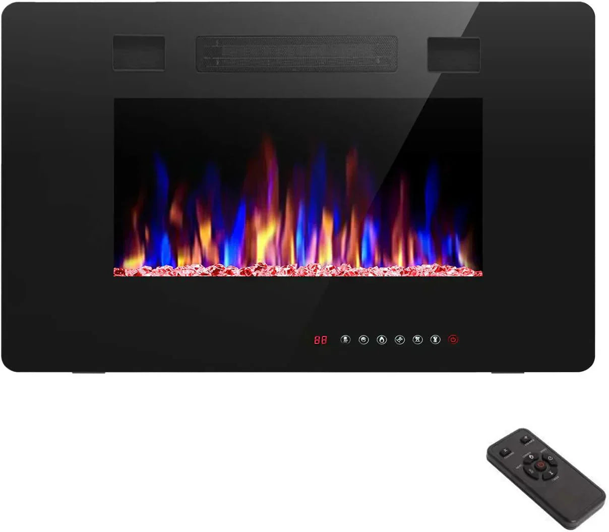 R.W.FLAME 60 Recessed and Wall Mounted Electric Fireplace Low Noise Fit for 2 x 6 Stud