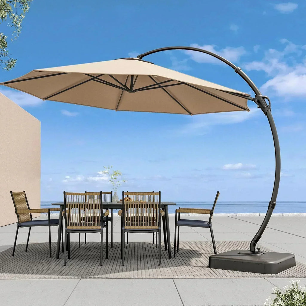 LAUSAINT HOME Outdoor Patio Umbrella with Base included 11 FT Deluxe Curvy Cantilever Umbrella