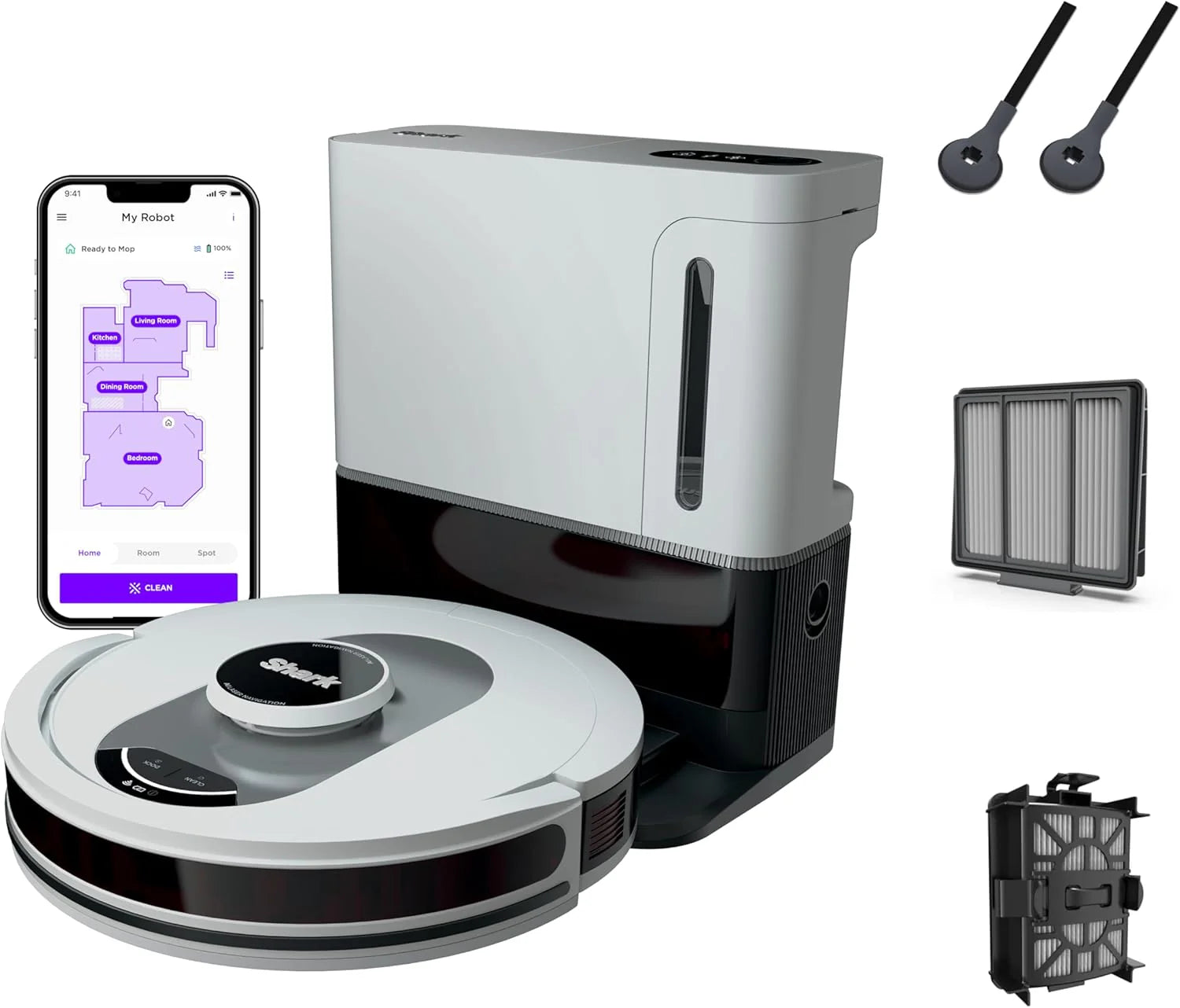 Robotic vacuum cleaner Voice Control Robot Vacuum with Matrix Clean Navigation, Home Mapping, 60-Day Capacity, XL Self-Empty Base for Homes with Pets, Carpet & Hard Floors