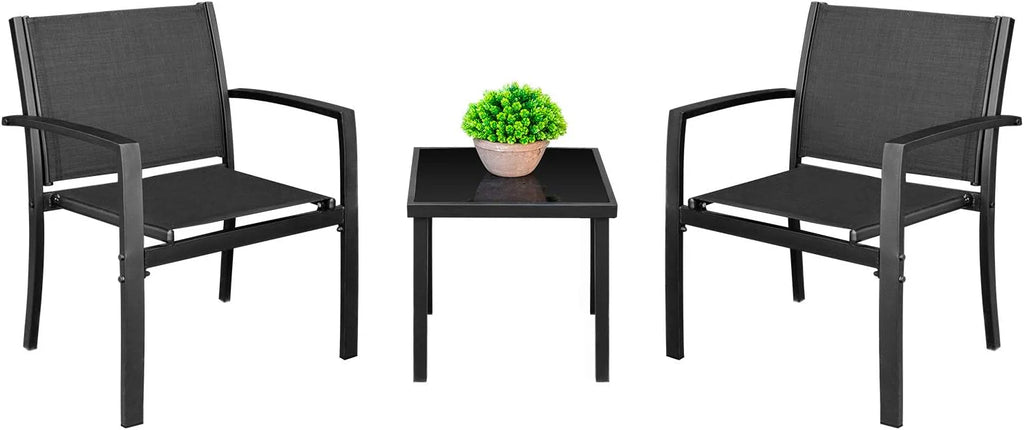 Homall Patio Dining Set 7 Pieces Outdoor Furniture with Large Table and 6 Textilene Chairs for Porch, Brown