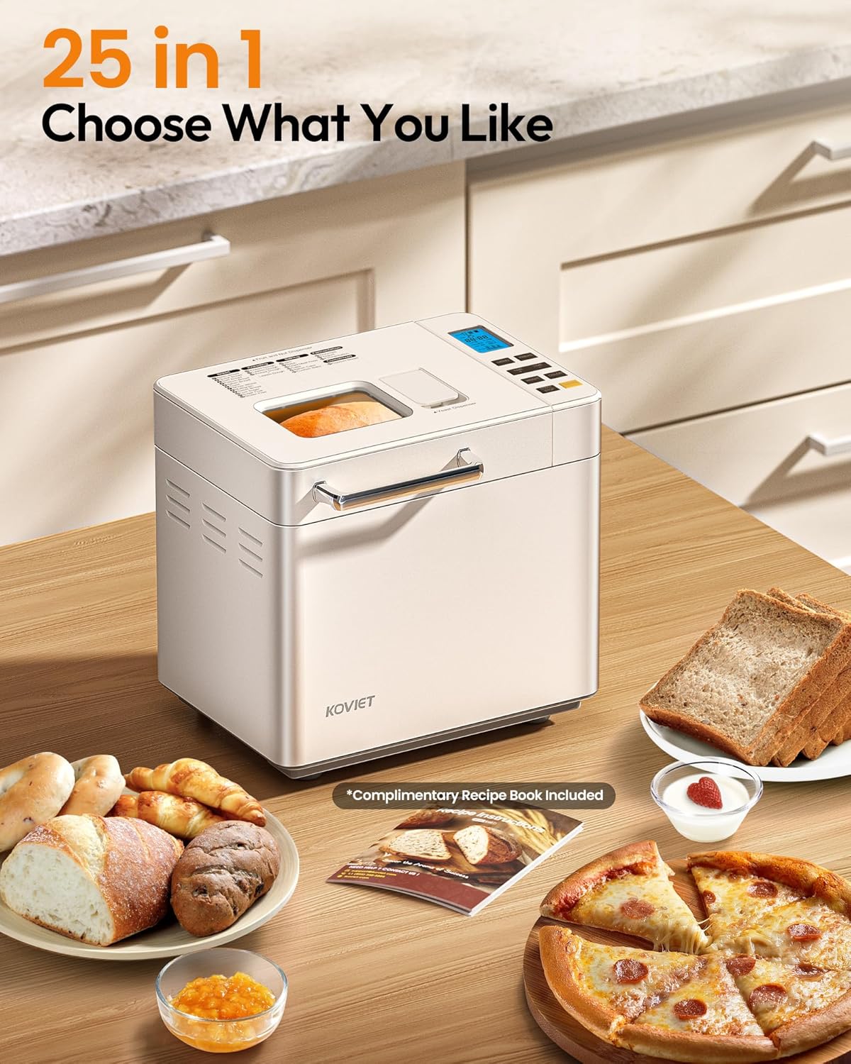 25-in-1 Bread Maker with Automatic Dual Dispenser 2-Pound Stainless Steel Bread Maker