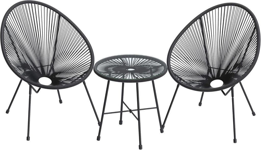 Outdoor Settee 2-Seat Garden Furniture with Backrest PE Rattan