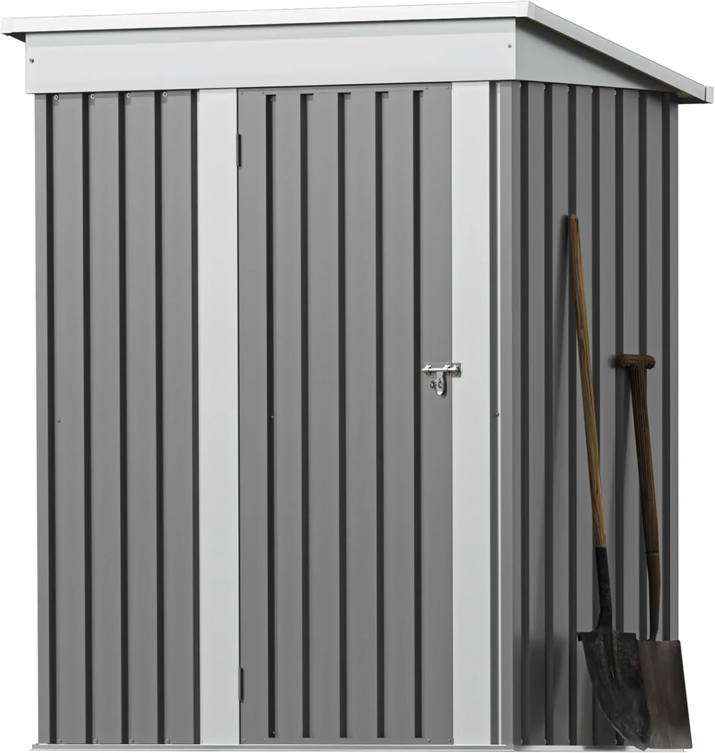 Greesum 6×4 FT Outdoor Storage Shed, Metal Patio Storage Shed with Lockable Door
