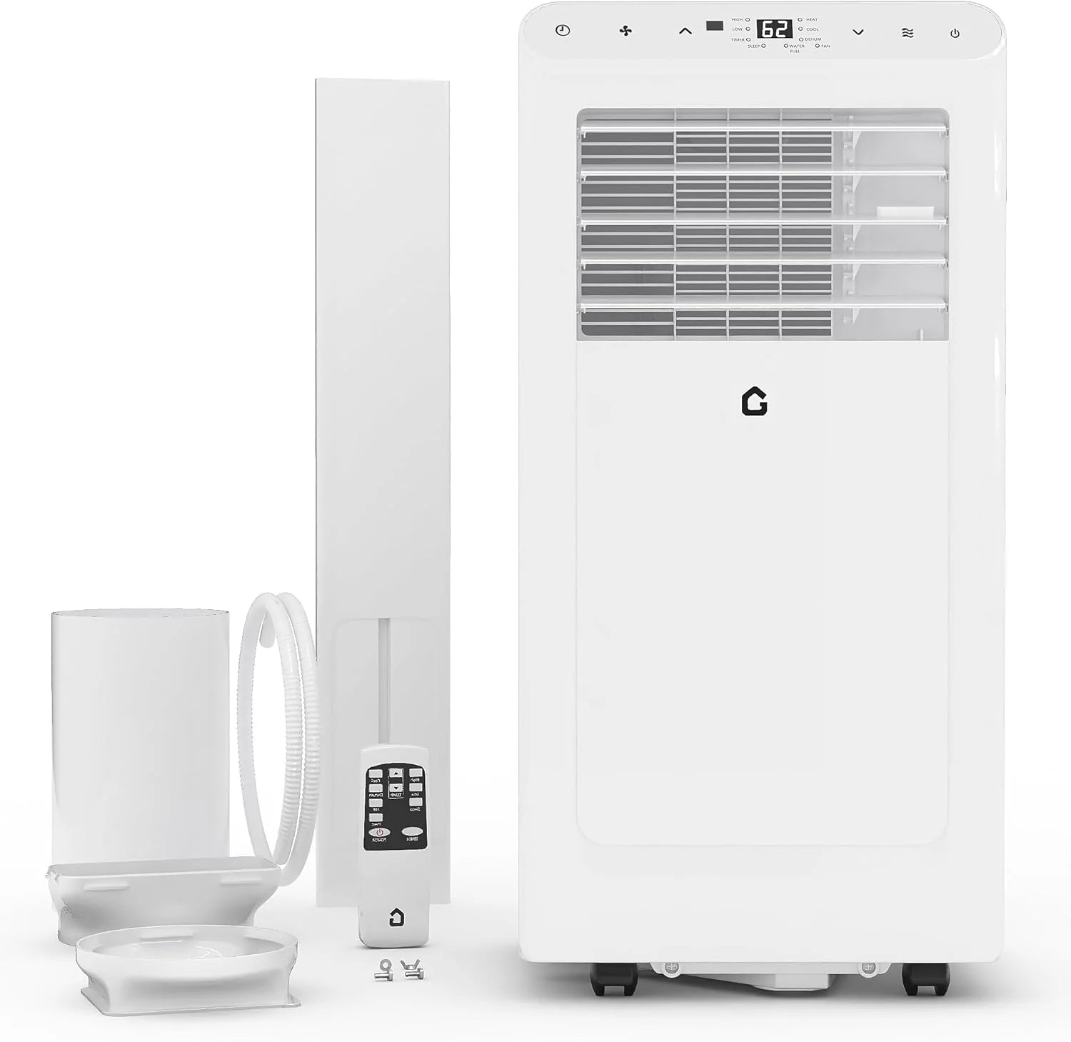 Garvee 8000 BTUs Portable Air Conditioner,Up to 350 Sq.Ft. Remote Control 48dB Portable AC Unit, Dehumidifier, Fan, Sleep, 24H Timer&Installation Kit, DOE Certified, Ceer 6.2, White+Black Panel