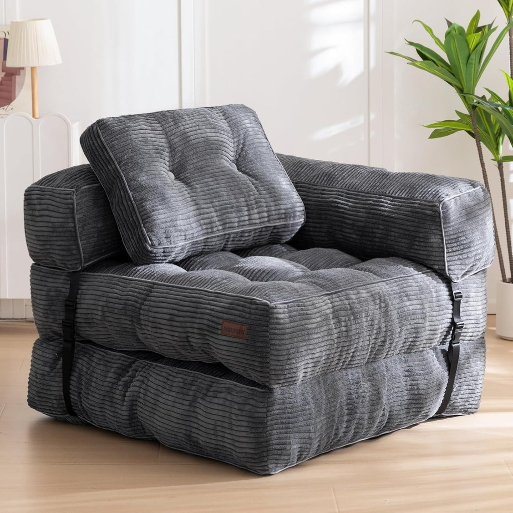 Folding Sofa Bed L-Shaped Convertible Sofa Bed with Armrests and Pillows
