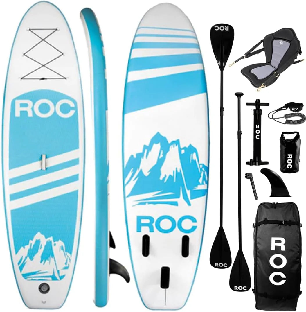 Roc Inflatable Stand Up Paddle Board with Premium SUP Paddle Board Accessories