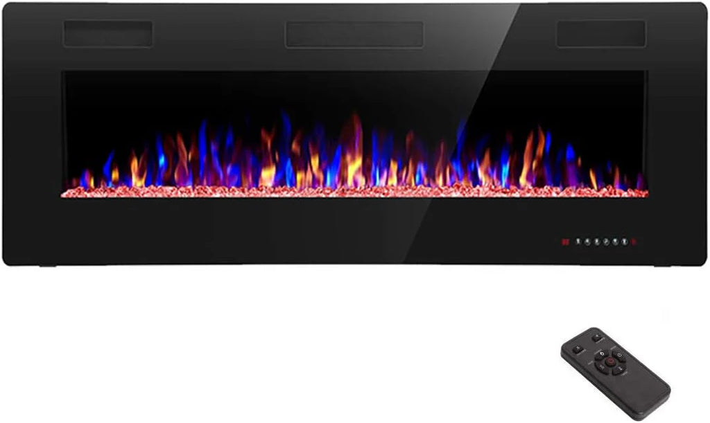 R.W.FLAME 60 Recessed and Wall Mounted Electric Fireplace, Low Noise
