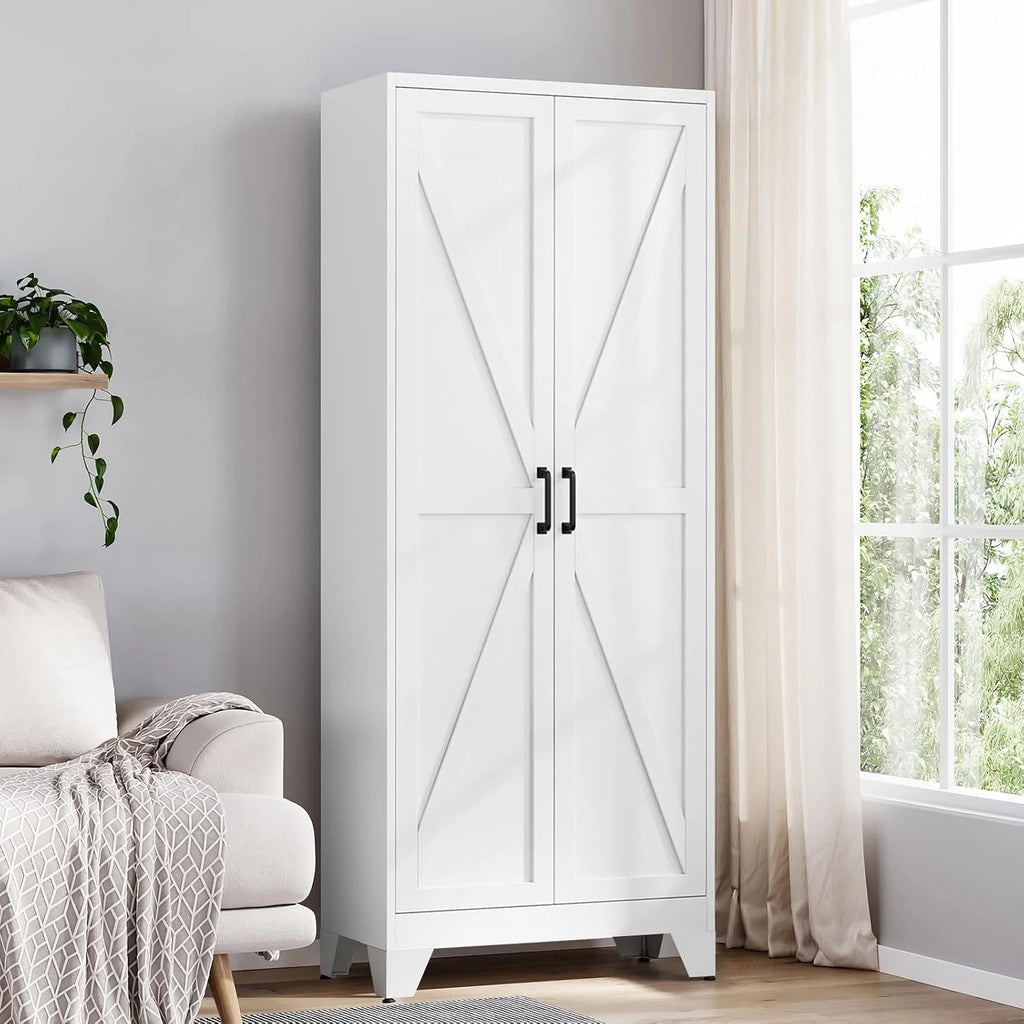 Yizosh Metal Storage Cabinet with 2 Doors and 4 Adjustable Shelves