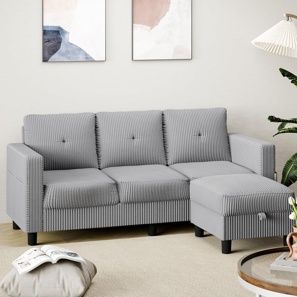 Shintenchi 76 Modern Upholstered Sectional Sofa, L-Shaped Couch