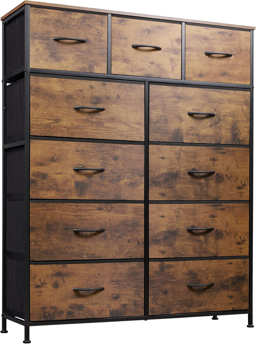 Storage Organizer Unit with 11 Fabric Bins, Storage Drawers Organizer with Steel Frame, Tall Storage Tower Organizaton