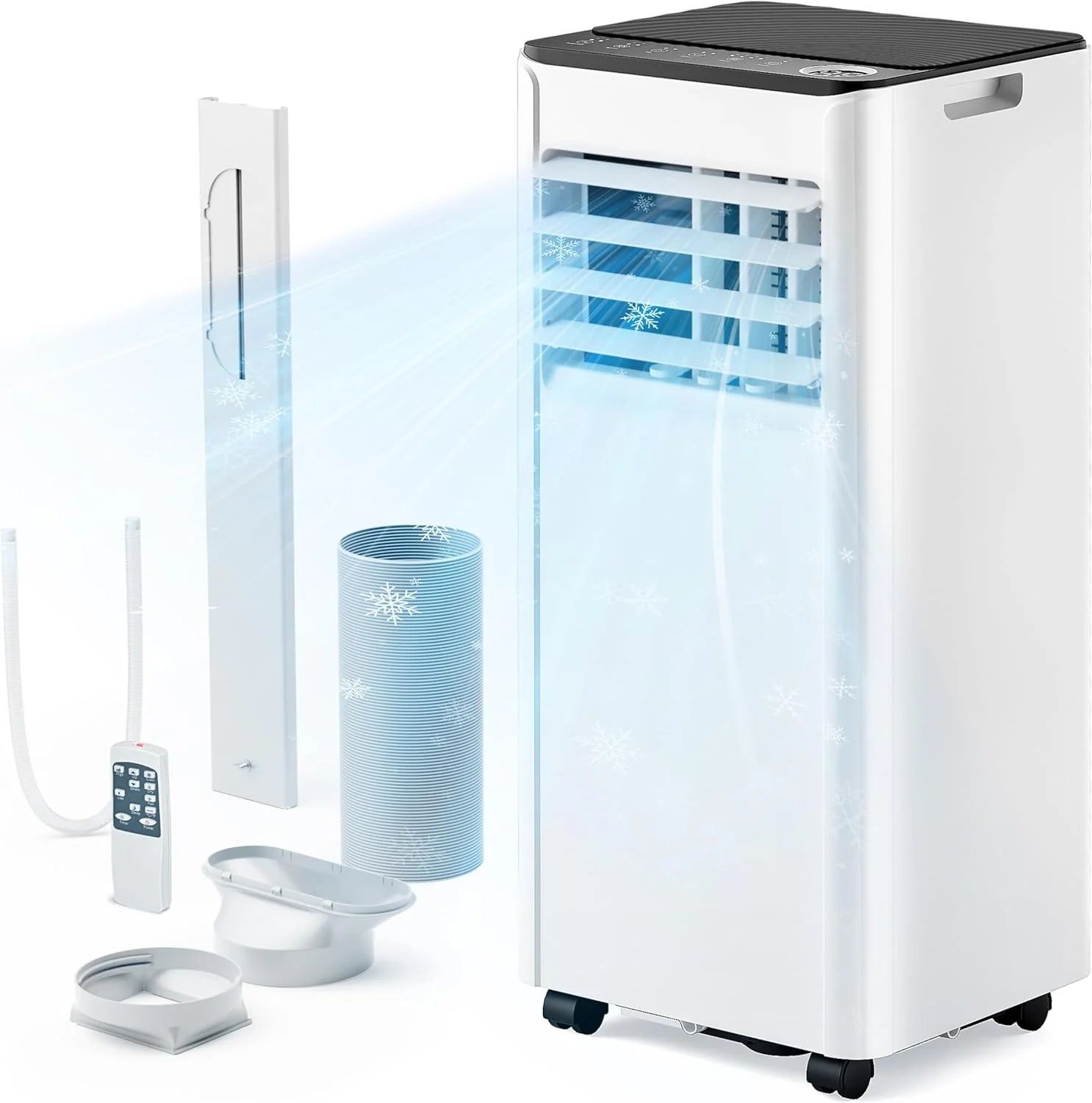 EUHOMY 8,000 BTU Portable Air Conditioners, 4-in-1 Portable AC Unit Up to 350 Sq.Ft, 4 Modes Quiet Air Conditioner with Remote Control, Cool, Fan, Dehumidifier, 24H Timer, Bedroom, Office, Apartments