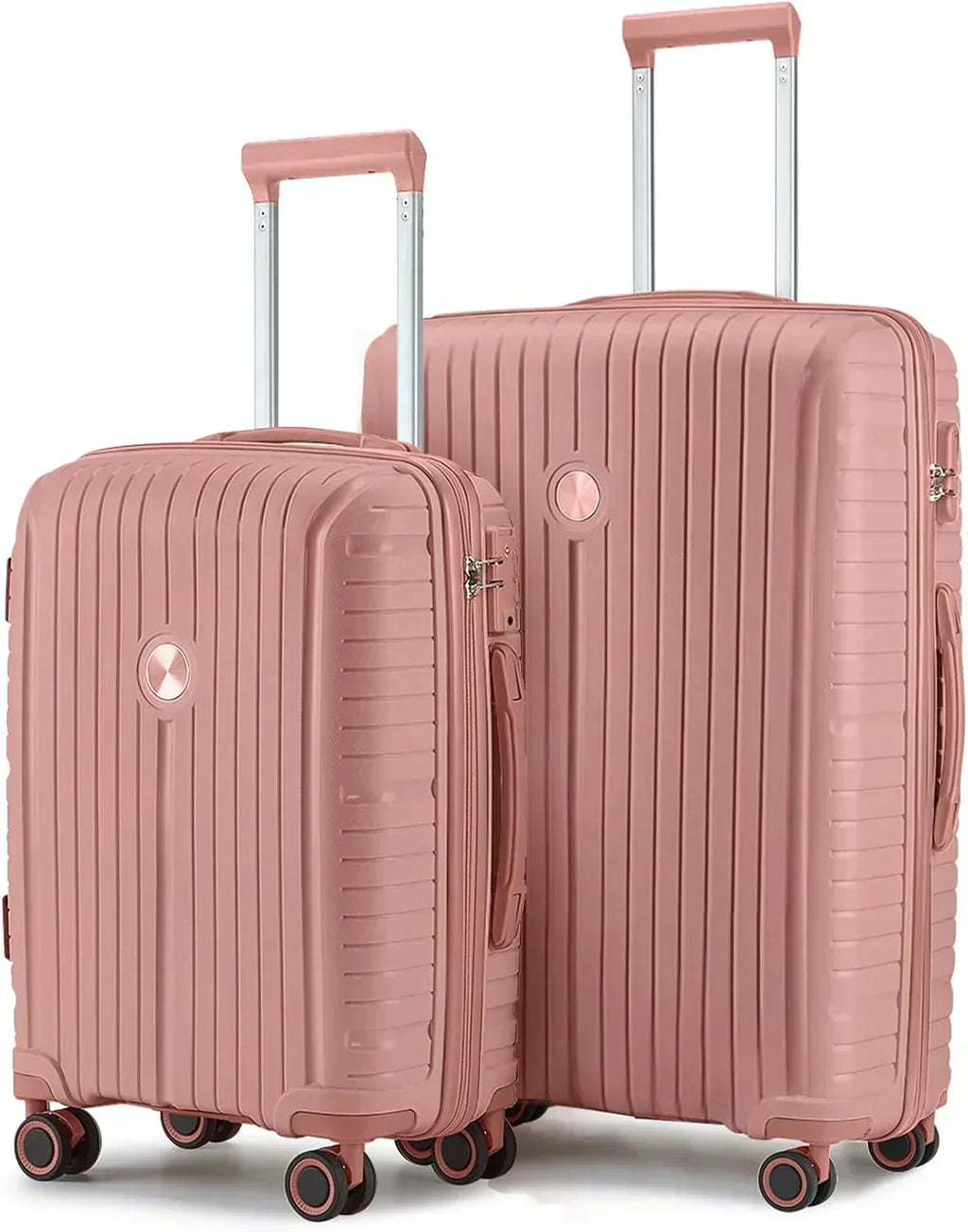 5-piece PP hardshell lightweight travel carry-on luggage set with dual spinner wheels