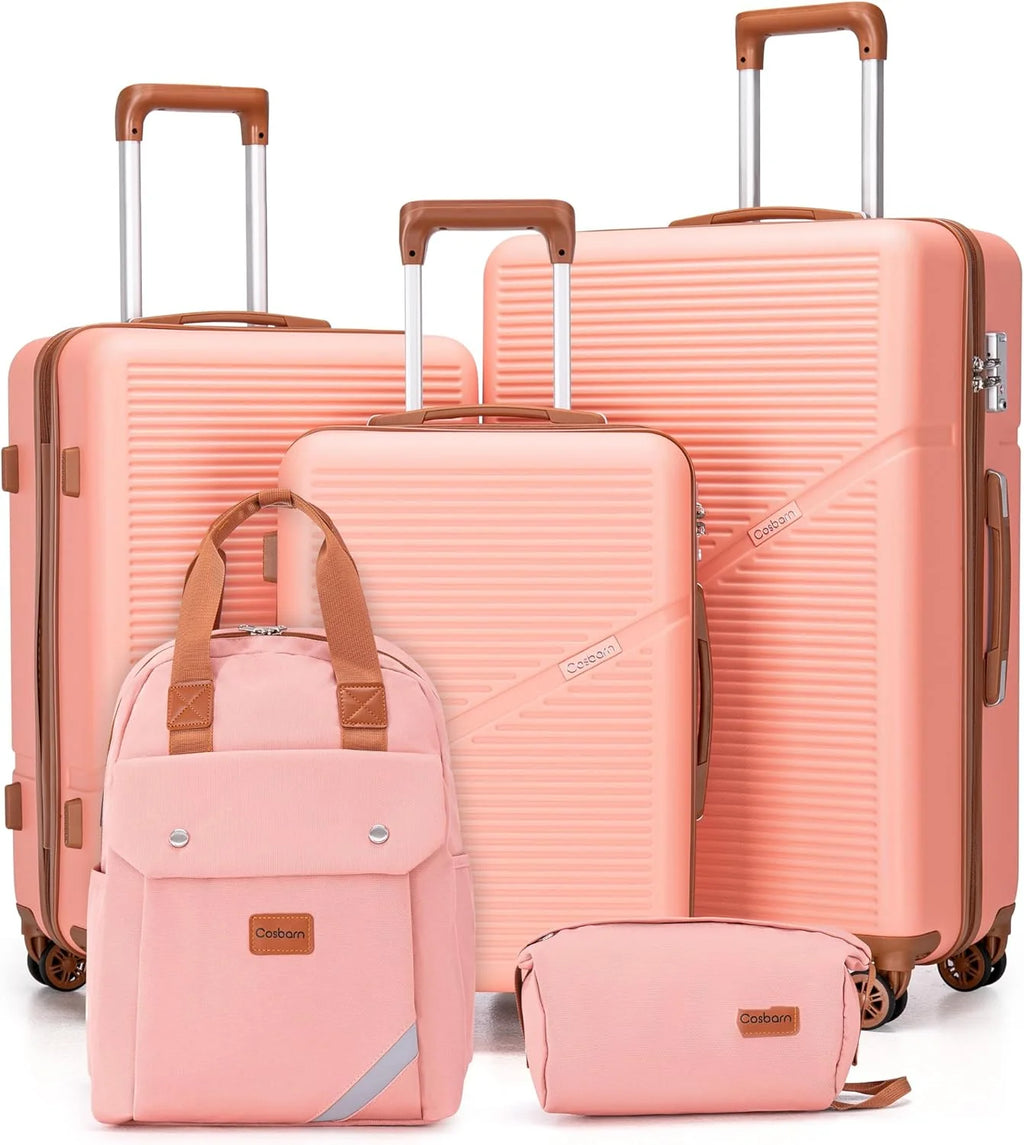 5-Piece Luggage Set with Spinner Wheels, Hard-Shell ABS Luggage Set with Tsa Lock, Lightweight Hard-Shell Waterproof Travel Case, Unisex, Gray