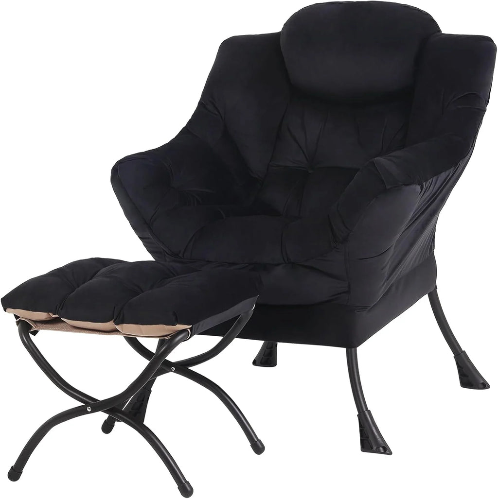 Tiita Lazy Chair with Ottoman Modern Large Accent Lounge Chair Leisure Sofa Armchair Ottoman