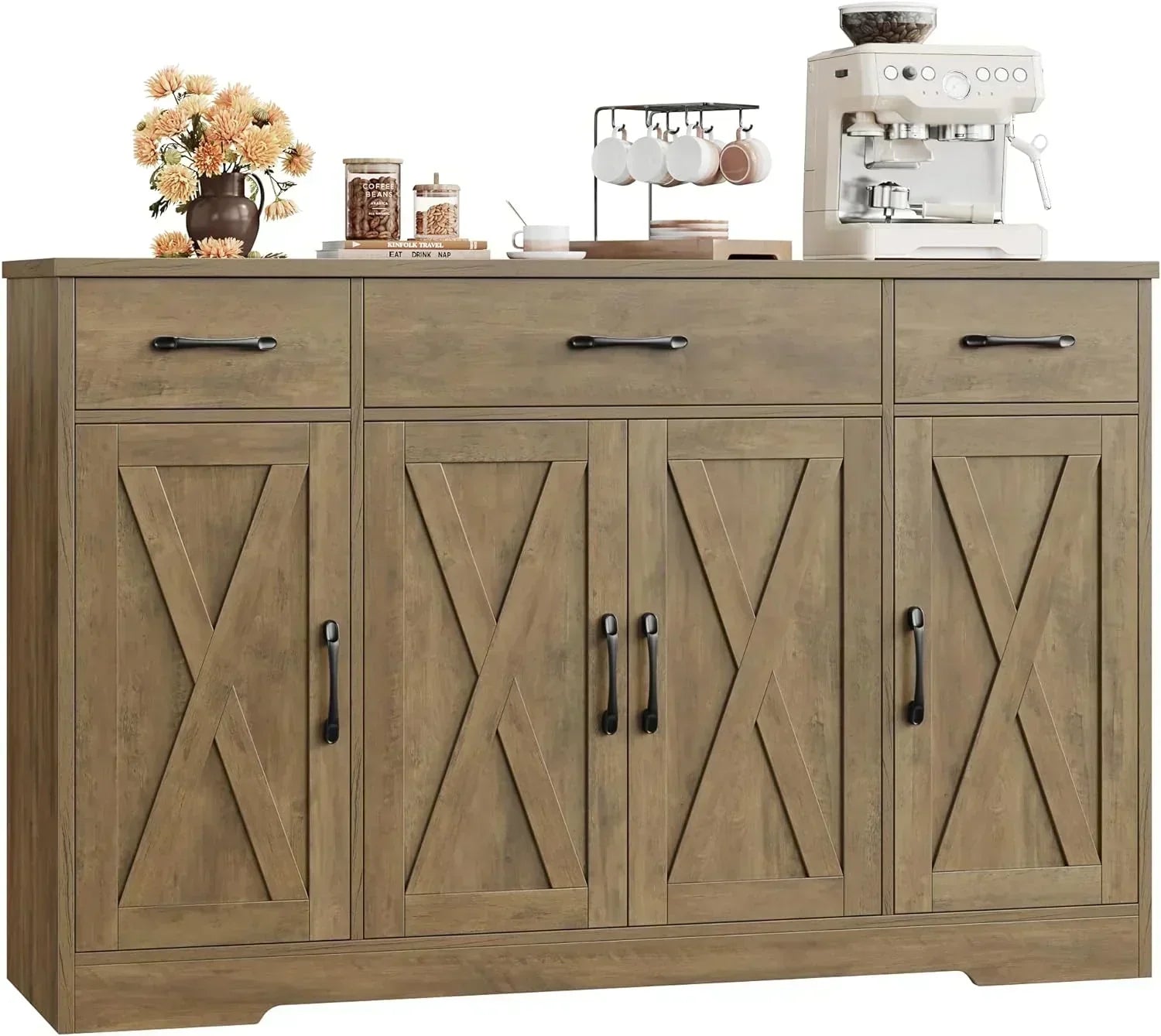 Sideboard with drawers large 55-inch sideboard modern farmhouse wood kitchen dining table