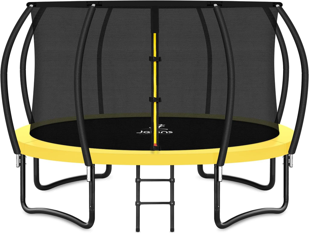 Trampoline 8FT 10FT 12FT 14FT 16FT, Recreational Trampolines with Enclosure Net and Ladder, Outdoor Anti-Rust Trampolines for Kids and Adults, ASTM Approved