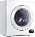 Compact Laundry Dryer, 3.5 cu ft Front Load Stainless Steel Clothes Dryers With Exhaust Pipe, 1500W, LCD Control Panel Four-Function Portable Dryer For Apartments, Home, Dorm, White