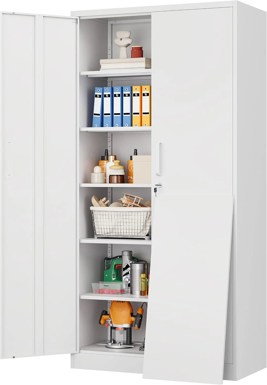 SISESOL Wide & Deep Metal Storage Cabinet with 2 Doors and 6 Shelves,72x36x18