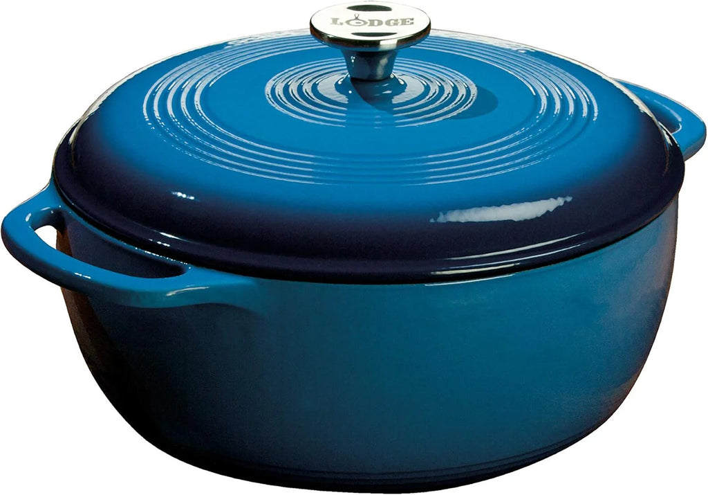 Lodge Essential Enamel Cast Iron Dutch Oven - Perfect for Bread Baking, Braising, Marinating & Slow Cooking - Features Moisture-Sealing Lid & Dual Handles - Kitchen Essentials - 6 Quarts - Island Spice Red