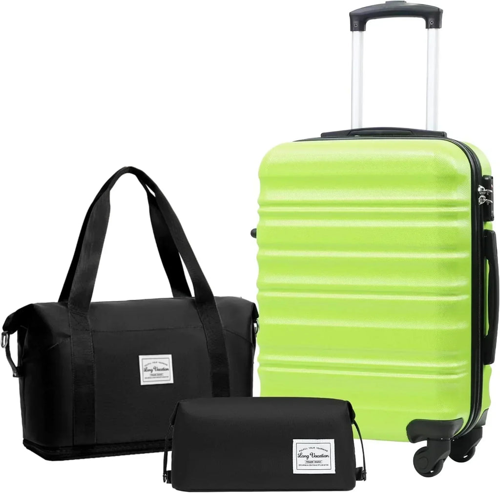 LONG VACATION 6 Piece Luggage Set Carry on Suitcase with ABS+PC hardshell Spinner Wheels