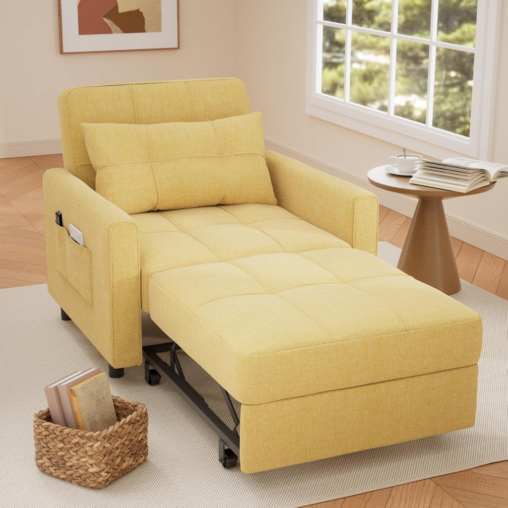 Sofa Bed Chair 3 in 1 Convertible Pullout Single Sleeper Chair Bed Spacious Multifunctional Sofa