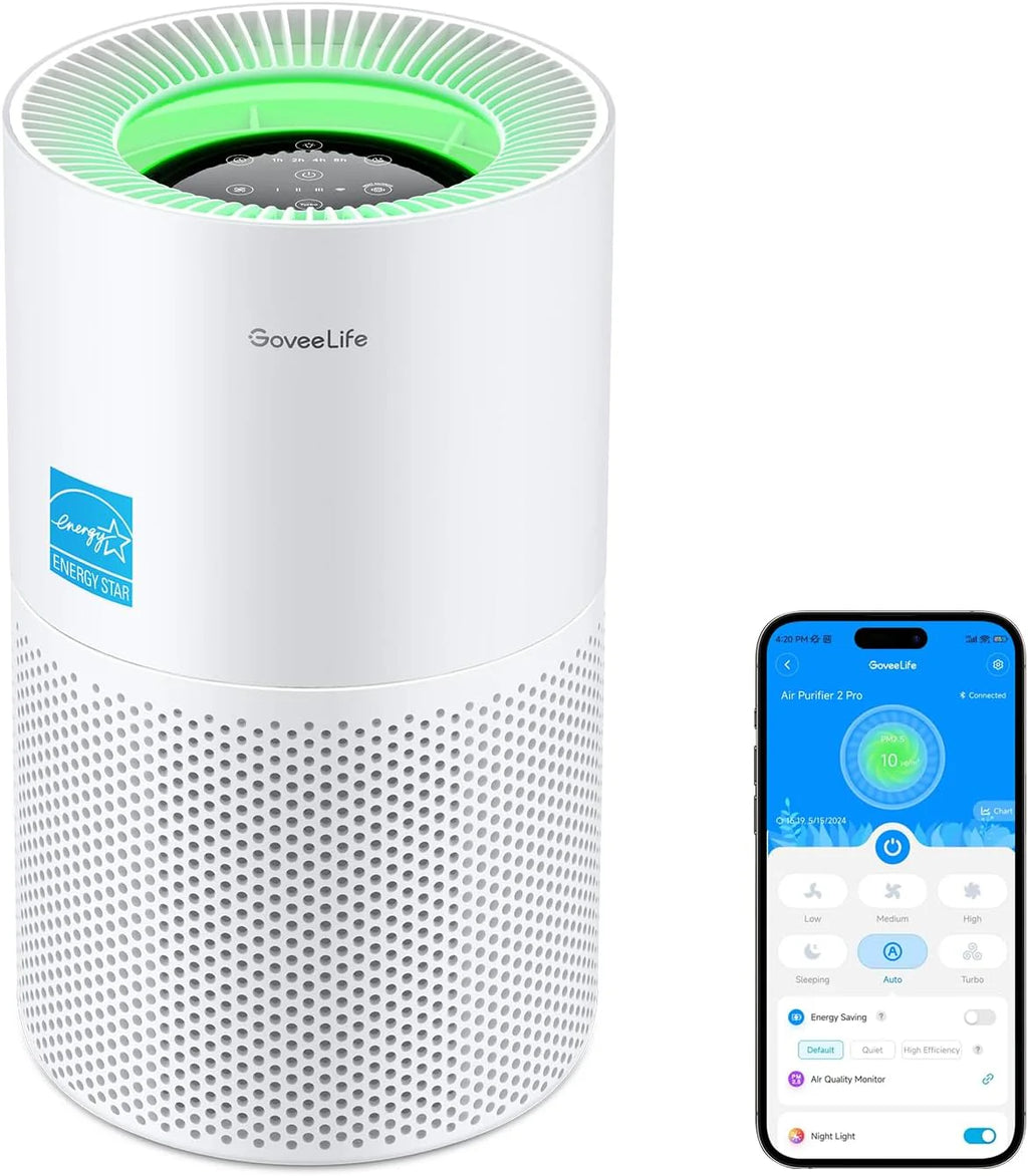 GoveeLife Air Purifiers for Home, Smart Air Purifier for Large Rooms with App & Alexa Control, Covers up to 1162ft??, Air Quality Monitor, PM2.5 Sensor Air Purifier for Pet Hair, Pollen, Dust, Smoke