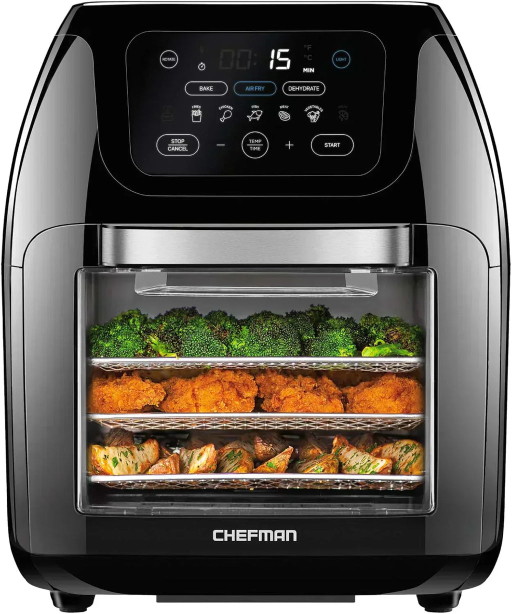 Chefman Compact 6.3-Quart Digital Air Fryer with Rotisserie Dehydrator and Convection Oven