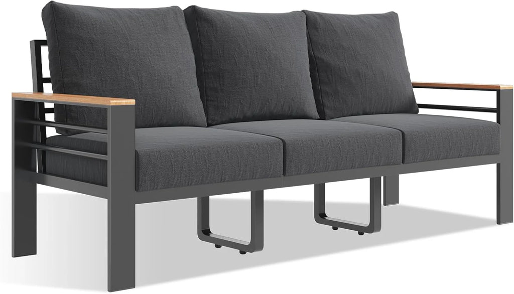Aoxun Aluminum Patio Furniture Set 7 Seats, Oversized Outdoor Sectional with Washable Thick Cushions, Coffee Table and Waterproof Cover, Patio Conversation Sets for Porch, Balcony, Deck