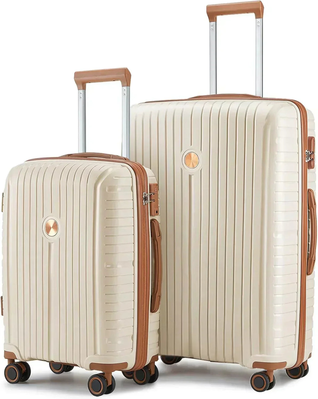 5-piece PP hardshell lightweight travel carry-on luggage set with dual spinner wheels