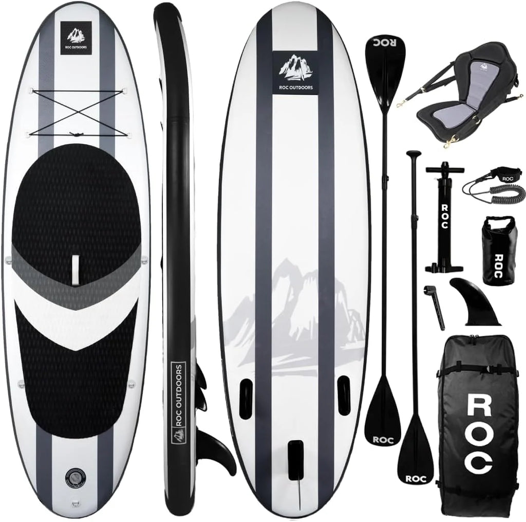 Roc Inflatable Stand Up Paddle Board with Premium SUP Paddle Board Accessories, Wide Stable Design