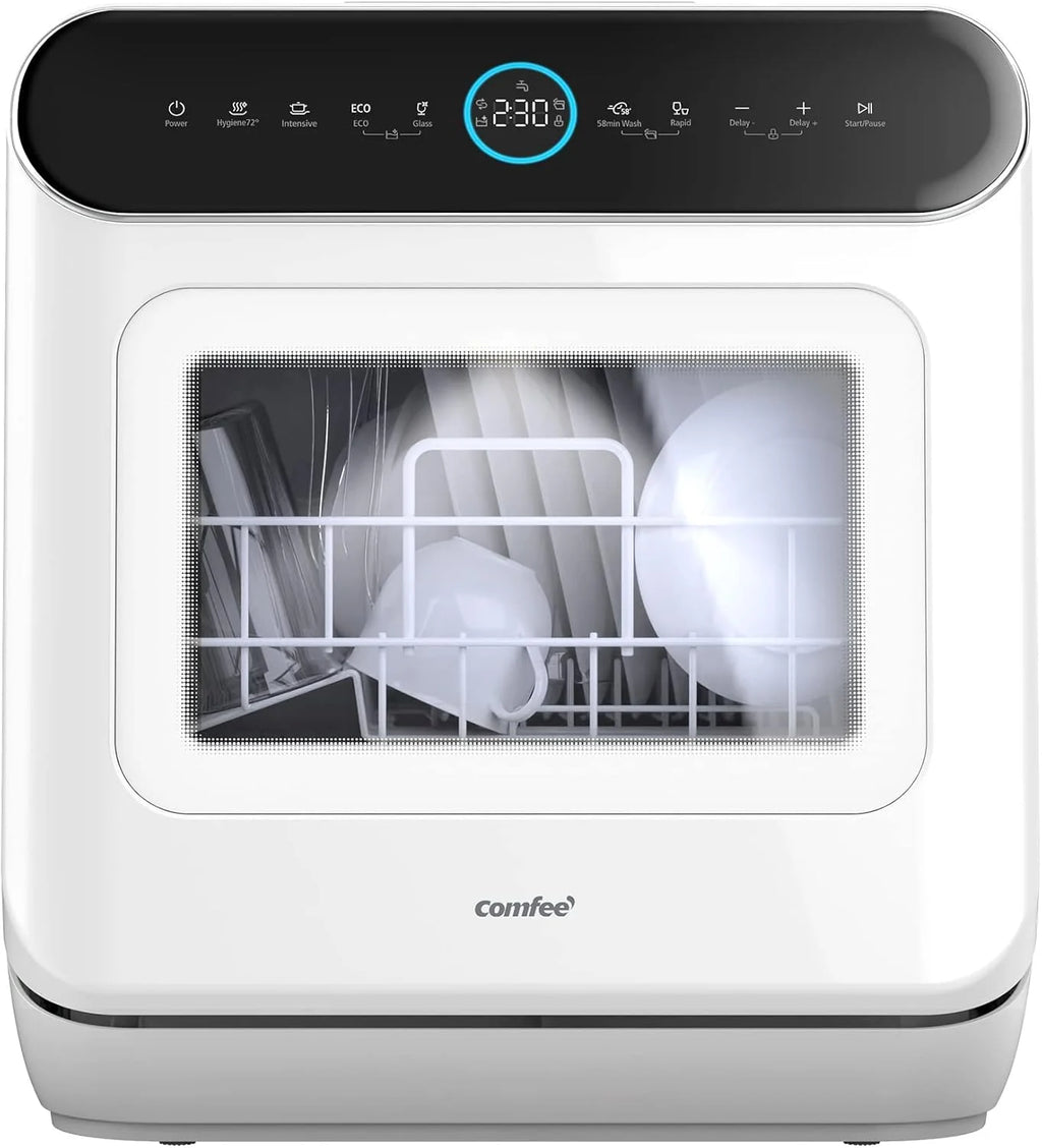 COMFEE' Portable Dishwasher Countertop with 5L Built-in Water Tank Mini Dishwasher for RVs