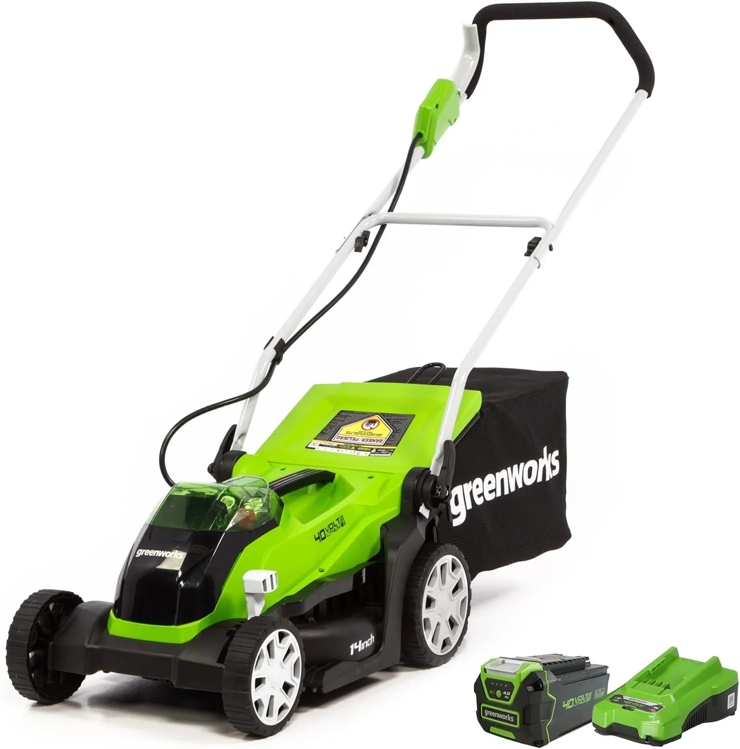 Greenworks 40V 16 Cordless Lawn Mower Ultra-Light Push Mower 4.0Ah Battery Charger