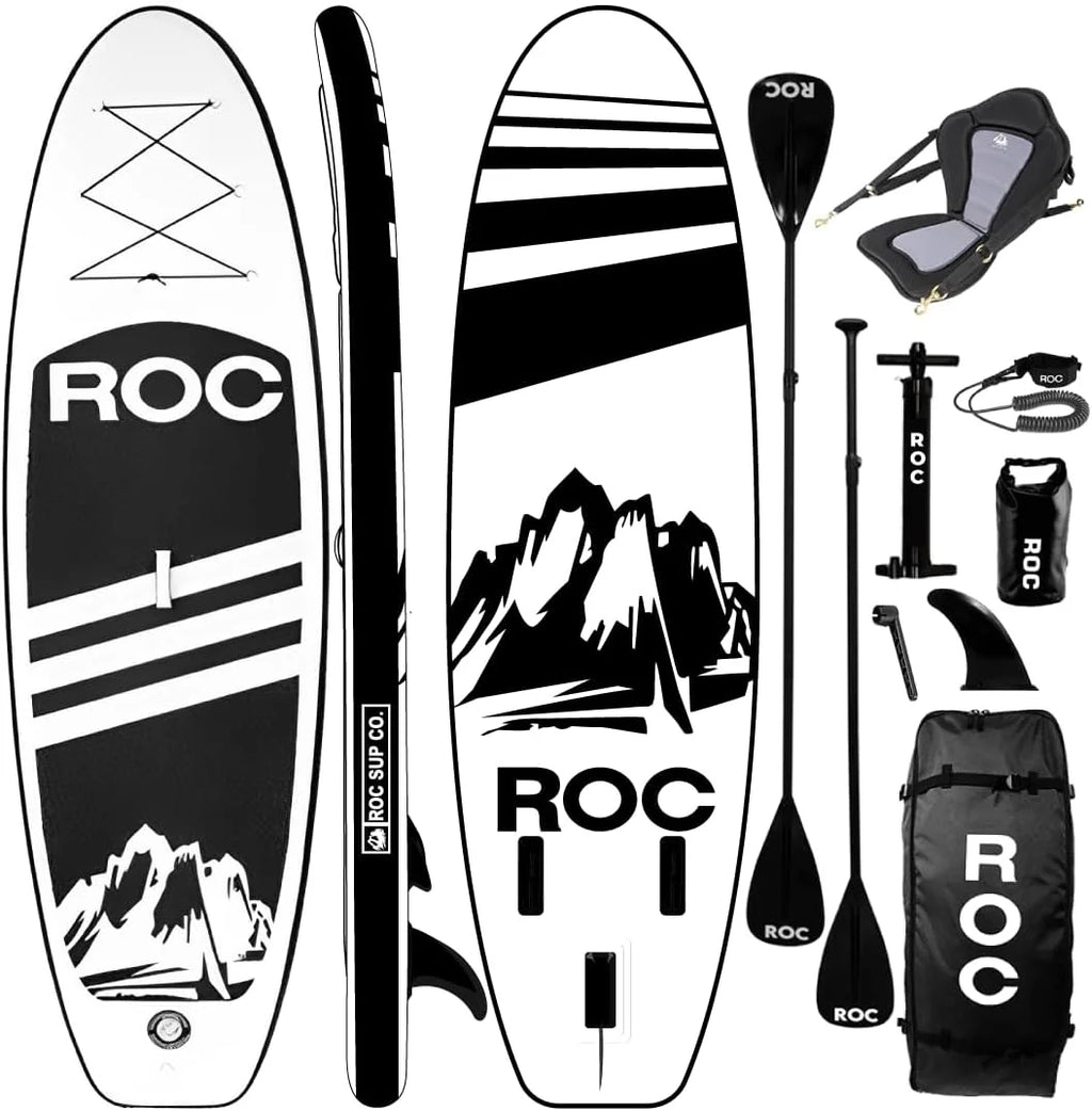 Roc Inflatable Stand Up Paddle Board with Premium SUP Paddle Board Accessories, Wide Stable Design