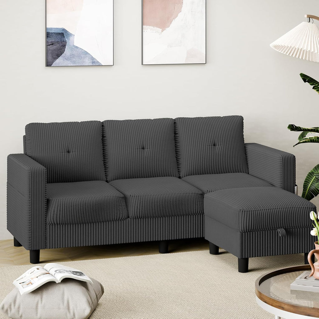 Shintenchi 76 Modern Upholstered Sectional Sofa, L-Shaped Couch
