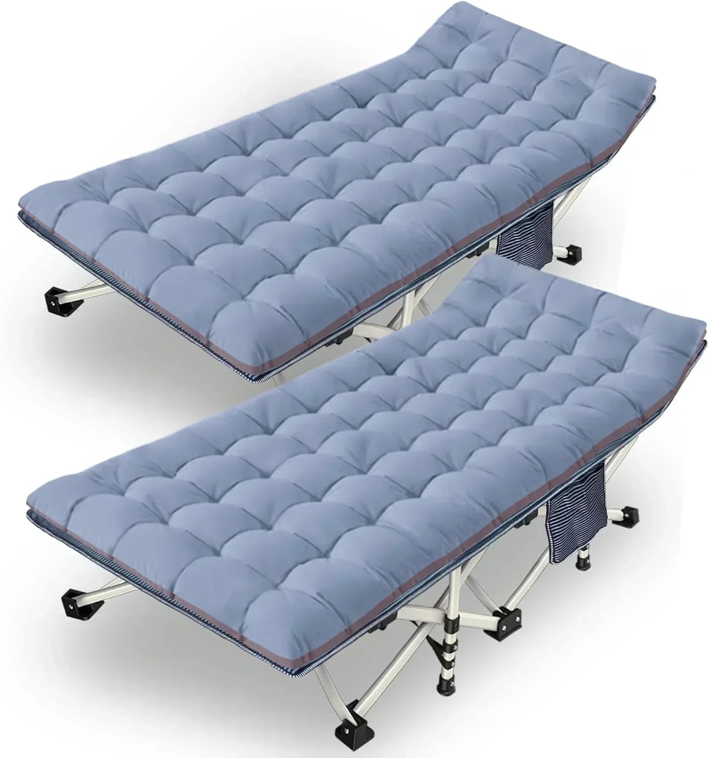2-Pack Camping Cots with Mattress Comfortable Folding Bed Heavy Duty Baby Cot
