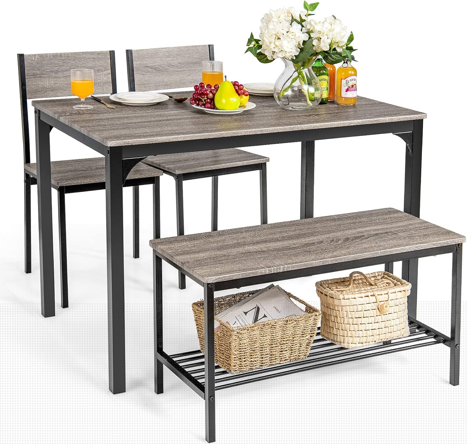 Giantex Dining Table Set for 4 43 Kitchen Table and Chairs Modern Functional Desk Set
