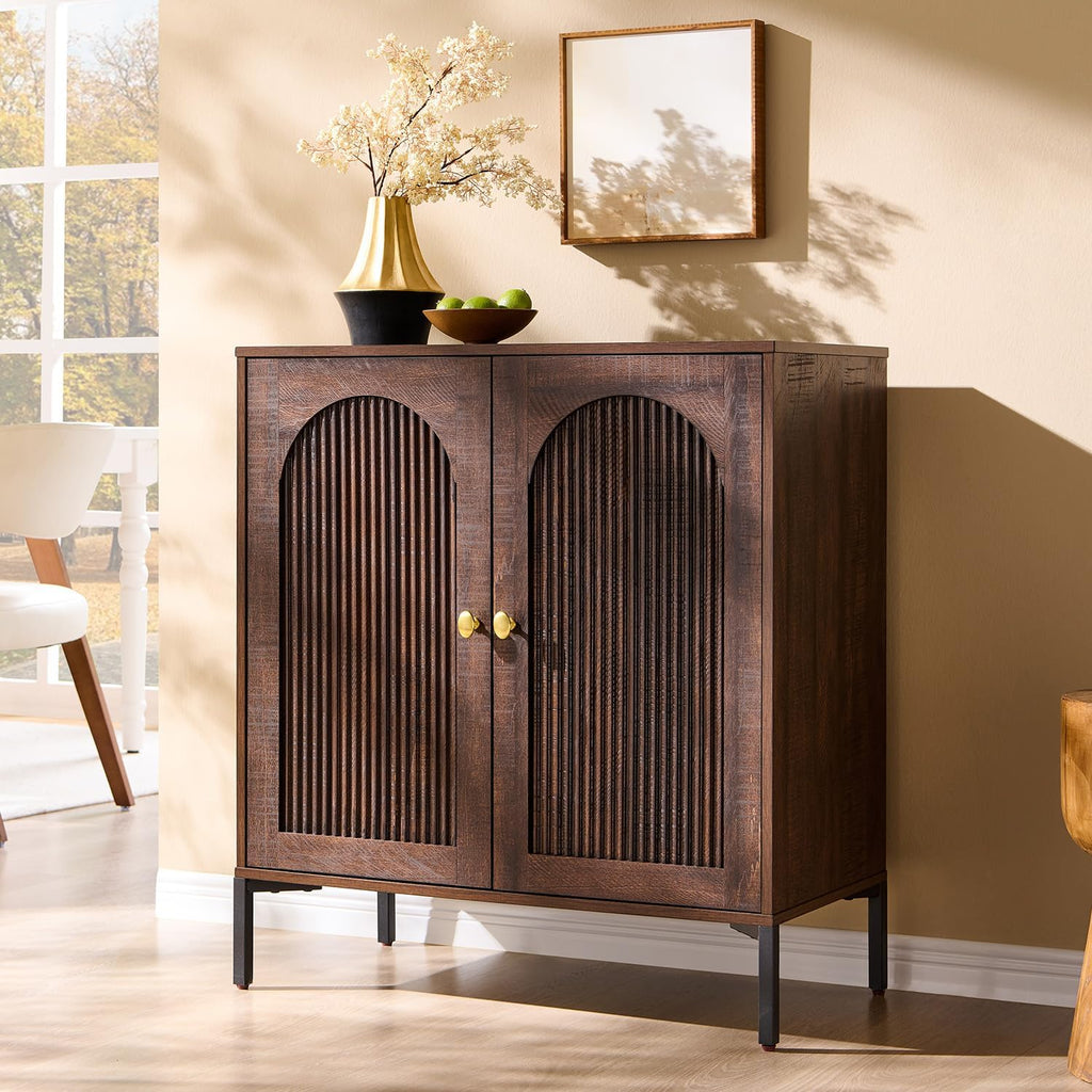 IFGET Modern Buffet Cabinet with Storage 92.63 W Fluted Arched Sideboard Cabinet