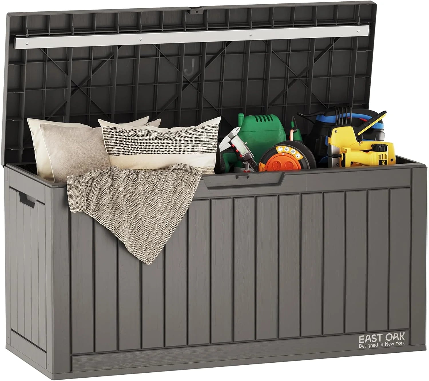 EAST OAK Outdoor Storage Box, 60 Gallon Deck Box Indoor and Outdoor Use, Waterproof Resin Storage Bin