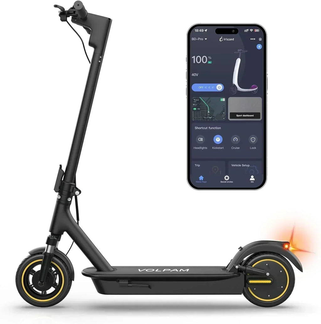 Volpam electric scooter Powerful electric motor Solid tires 28/21/12 mile range