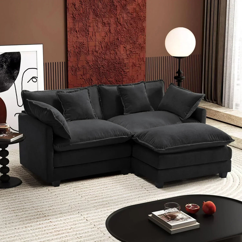 111.4 Inch L Shaped Modern Sofa Modular Cloud Sofa with Ottoman 4 Seater Chenille Deep Seat Sofa