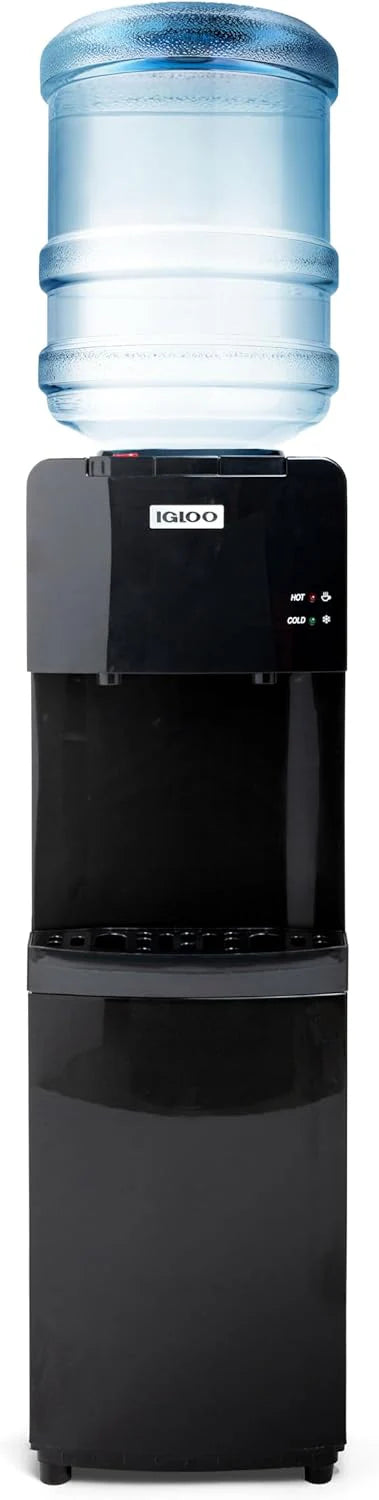 Igloo Top Loading Water Cooler Hot Cold Dispenser Black Stainless Steel
