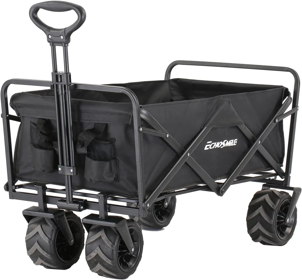 Heavy Duty 350 lb Capacity Foldable Caravan, Outdoor Folding Camping Caravan, Portable Grocery Cart, Adjustable Rolling Cart