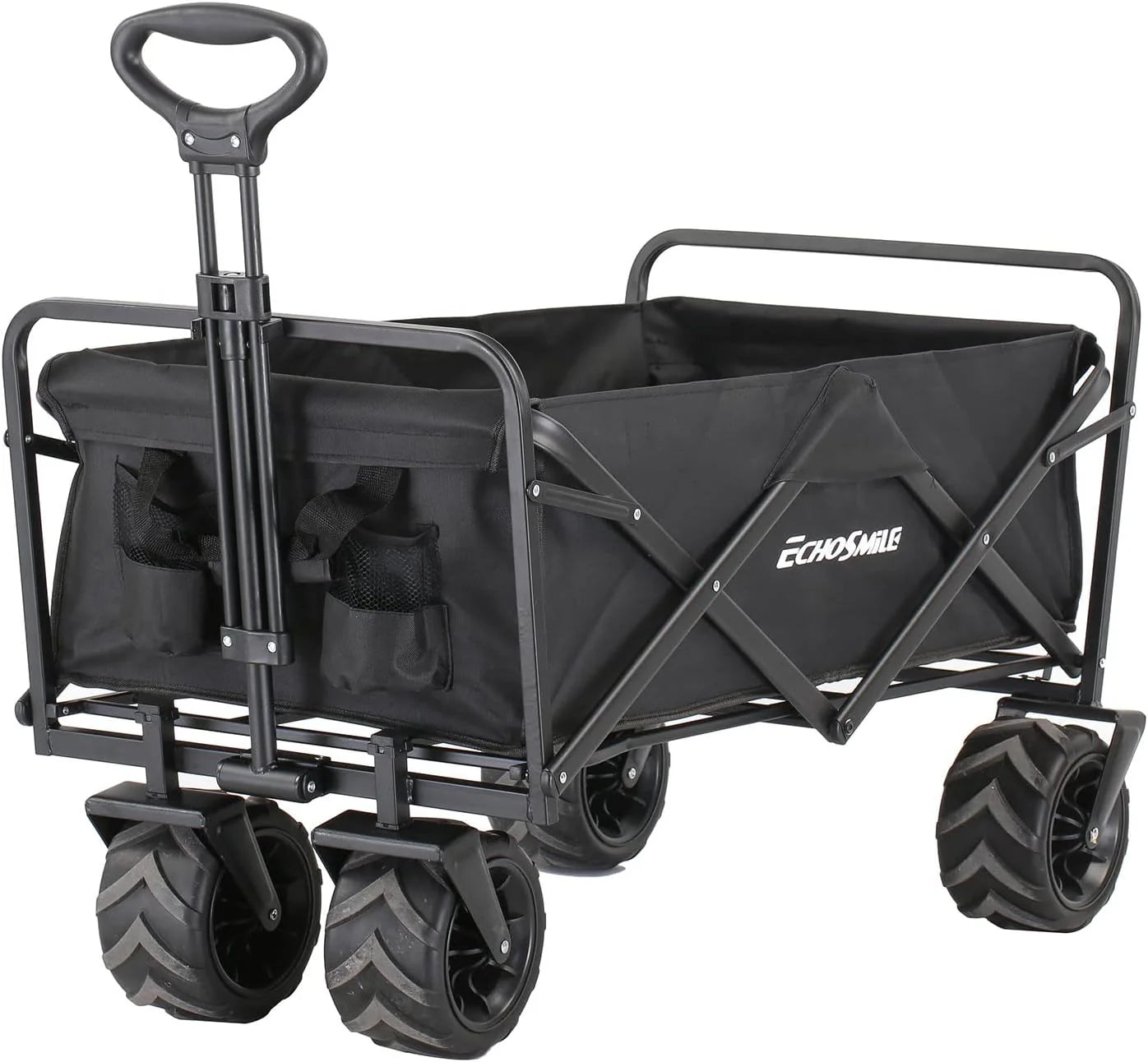 Heavy Duty 350 lb Capacity Foldable Caravan, Outdoor Folding Camping Caravan, Portable Grocery Cart, Adjustable Rolling Cart