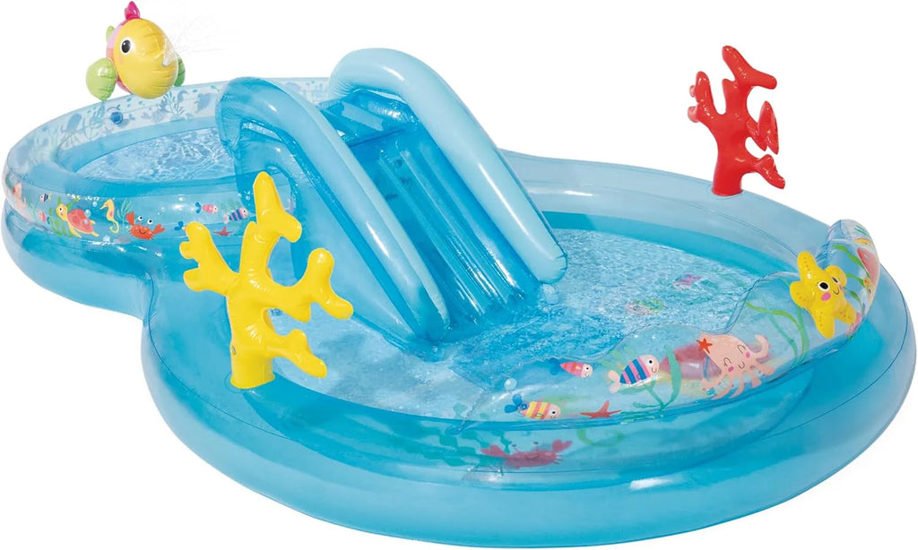 Intex 96 x 78 x 28 Inflatable Jungle Adventure Play Center Spray Kiddie Pool - Backyard Kids Water Slide, Outdoor Blow-Up Splash Pad for Toddlers